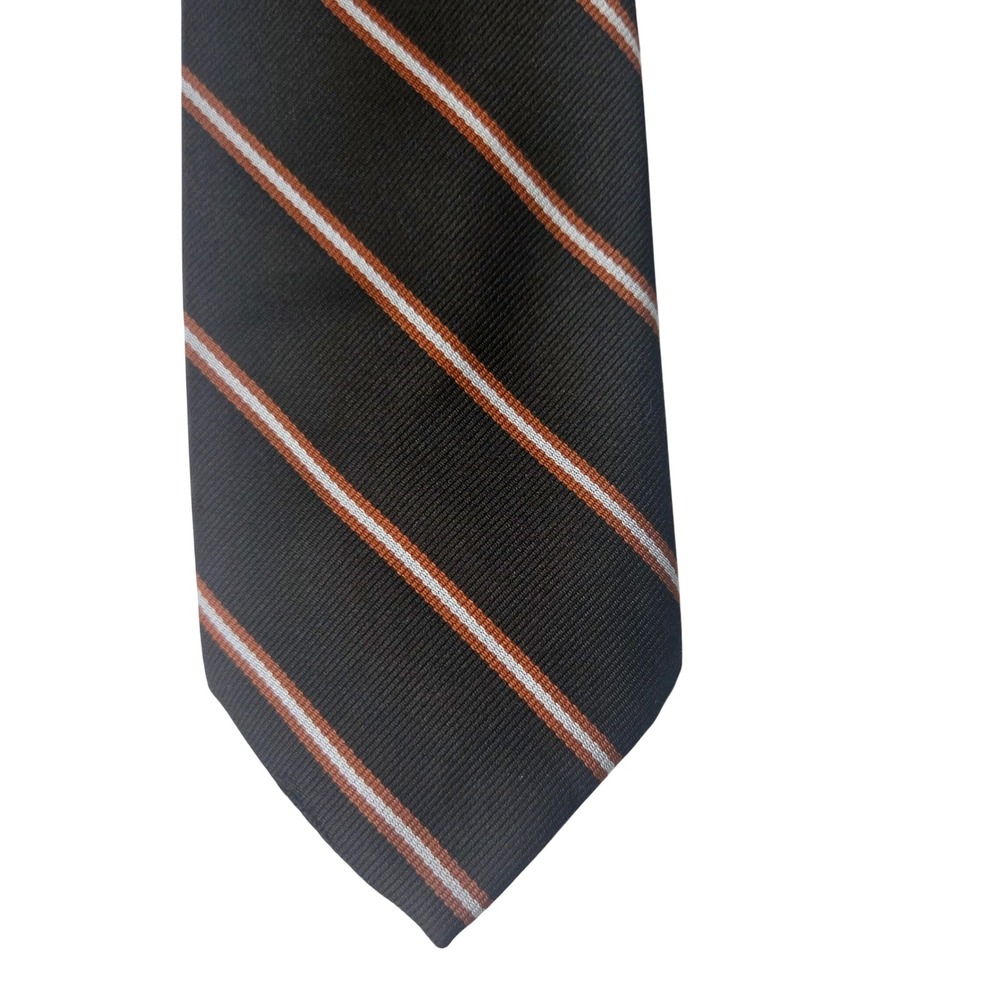 Armando Collection Mens Vintage Striped Necktie Brown Orange White Polyester